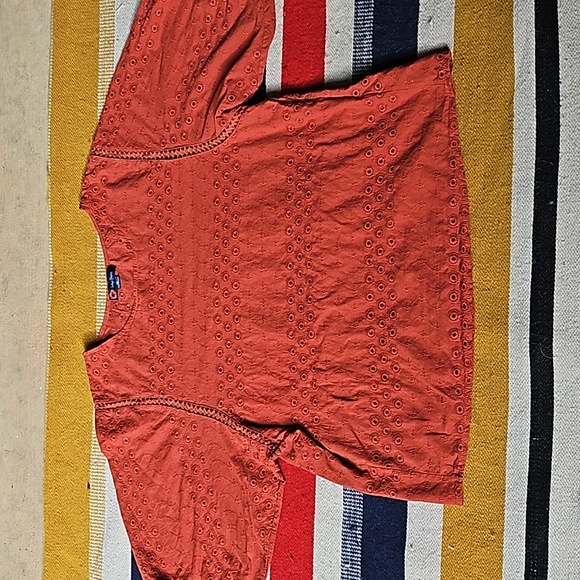 Indigo Poppy XL burnt orange crew neck blouse.pull over 3/4 sleeve - Picture 1 of 6